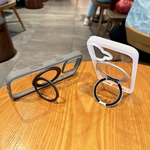 Metal Frame Phone Case With 360 Rotation Magnetic Ring <b>Stand</b> Holder Clear Case for IPhone 17 16 15 14 13 12 Pro Max - Product Image 4
