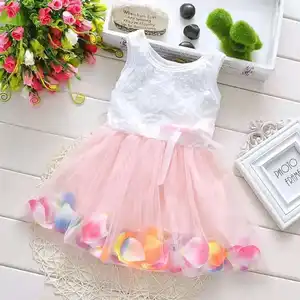 פעוט תינוק בנות בגדי ילדי ילדי ילדה שמלות שילב פרח מסיבת יום הולדת חתונה נסיכת תינוק שמלה