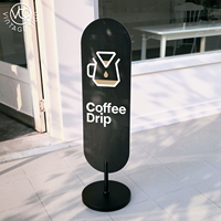 Panneau de signalisation de café double face pour extérieur, 150 cm de haut, en bois et métal, panneau en contreplaqué marin, logo personnalisé imprimé pour café ou magasin