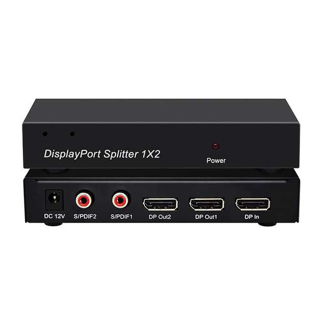 PINWEI 4K Video Splitter Display Port Splitter 4K60Hz Resolution Displayport 1.2 Switch with Digital Audio