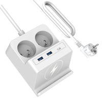 Multiprise portable Vastfafa, norme européenne, avec 2 prises AC, 2 ports USB A et 2 ports Type-C, matériau PC sûr, câble de 1,5 m, 10 A, 250 V
