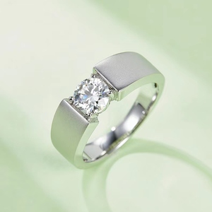 ลดกระหน่ำเครื่องประดับเงินสเตอร์ลิง S925 1กะรัตแหวนเพชรโมอิสสีทองขาวสำหรับผู้ชาย - Product Image 4