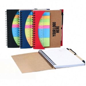 Custom Sticky Notes Set Logo Repositionable Kraft <b>Memo</b> <b>Pad</b> Combo With Pen Slot for Office Promotions - Product Image 1