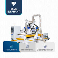 Router CNC Blue Elephant 1325 con husillo de bolas y ATC, con dos cambiadores de herramientas tipo carrusel para muebles y gabinetes
