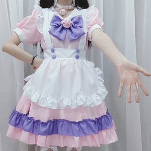 Traje de sirvienta, vestido rosa estilo Lolita, tallas S-4XL, con lazo grande, disfraz de crossdressing para cosplay - Product Image 2