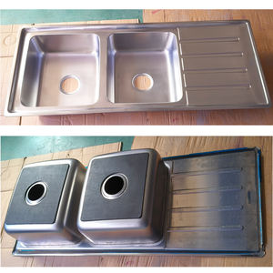 Évier de cuisine double <span class=keywords><strong>bac</strong></span> double plateau 1200x500mm finition satinée <span class=keywords><strong>sans</strong></span> robinet un trou pour le marché des Émirats arabes unis - Product Image 4