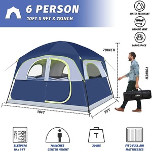 <span class=keywords><strong>Tenda</strong></span> da Campeggio Familiare Grande Disponibile: <span class=keywords><strong>Tenda</strong></span> Portatile Impermeabile e Antivento a Doppio Strato per 6-8 Persone, Riparo per Esterni - Product Image 6