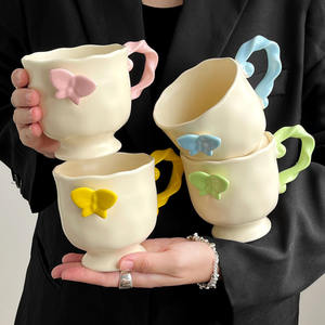 Tasses à café hautes style Ins avec motif papillon, tasses à lait pour le petit-déjeuner au bureau pour filles - Product Image 1