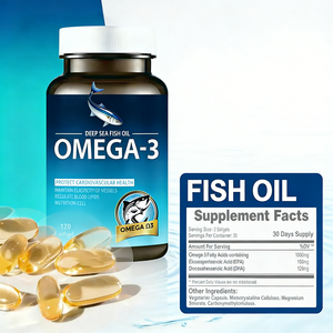 Kapsul Minyak Ikan Halal untuk Dewasa Omega-3 1000mg Suplemen Diet Alami Pendukung Imunitas Energi 120 Kapsul untuk Pria - Product Image 1