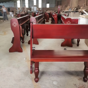 Panca in Legno Massello per Chiesa con Cuscino per Piegarsi in Ginocchio, per Sala di <span class=keywords><strong>Preghiera</strong></span>, Luoghi Religiosi, Celebrazioni Eucaristiche - Product Image 6