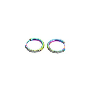 Pendientes de Aro de Acero Inoxidable con Diamantes Incrustados de 16mm, 14mm, 12mm, 10mm y 8mm, Coloridos, Negros, Plateados, Arcoíris, Joyería de Moda - Product Image 5
