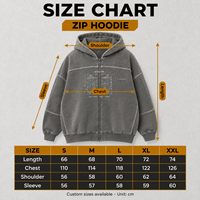 Sweat à capuche zippé surdimensionné pour homme, 460 GSM, coupe lourde, délavé à l'acide, impression DTG, fermeture éclair bidirectionnelle, style streetwear vintage, OEM ODM Marque Privée