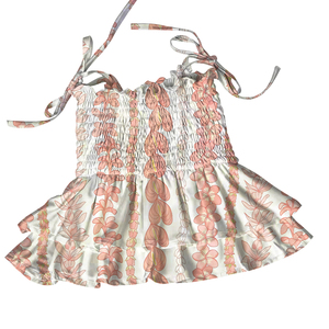 Tuta Smock con Bretelle in Corda e Motivo Floreale Hawaiano Personalizzata per Bambine, Pagliaccetto con Gonna per Bambine Piccole - Product Image 4