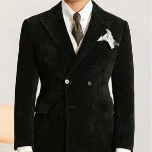 แจ็กเก็ตสำหรับงานแต่งงานแบบเป็นทางการสำหรับฤดูหนาวของผู้ชายชุดเจ้าบ่าวกระดุมสองแถวแบบย้อนยุคการจับคู่สีที่ทันส<span class=keywords><strong>ม</strong></span>ัยและหนา - Product Image 4