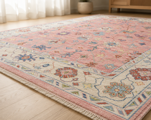 Hand Knotted Abstract Vibrant Pink Oushak Area Rug Artisan Wool for Living <b>Room</b> Bedroom Office - Product Image 2
