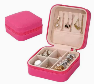 Boîte de rangement portable en cuir pour bijoux, mini-étui rectangulaire pour colliers, boucles d'oreilles, bagues, design élégant pour femme - Product Image 5