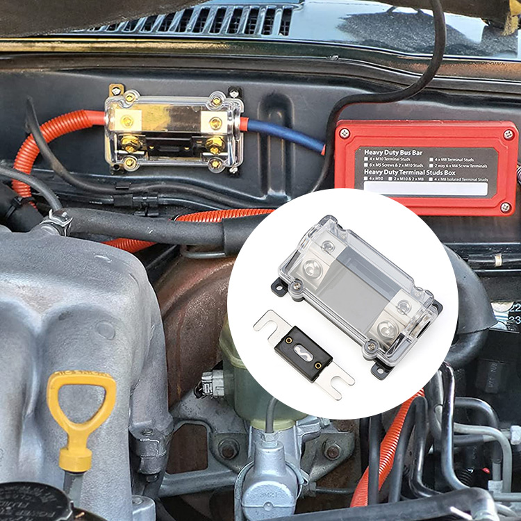 Without Display Vehicle Audio Inline ANL Bolt Down Automotive Fuse Holder Block 200 Amp 0 2 4 AWG