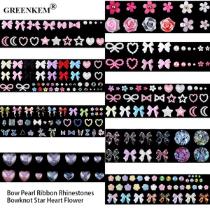 12-grille 3D Offre Spéciale Mixte Arc Perle Ruban Strass Bowknot Étoile Coeur Fleur Décoration Nail Charmes - Product Image 3