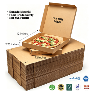 Boîte à pizza personnalisée avec logo imprimé, résistante à la graisse, en carton ondulé de qualité alimentaire, toutes tailles 10, 12, 16 pouces pour la livraison à emporter - Product Image 2
