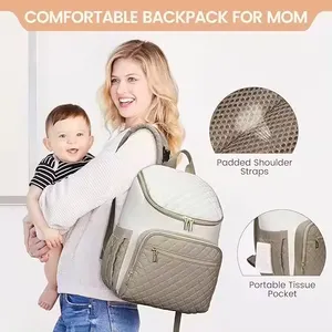 Mochila multifuncional para viagem, mochila de bebê de grande capacidade para a mãe, com troca de roupa portátil, mochila fashion para mamãe