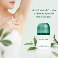 Déodorant Roll-On au Thé Vert et aux Herbes, Parfum Boisé Naturel, Anti-transpirant Portable pour le Contrôle Quotidien de la Transpiration et des Odeurs Corporelles