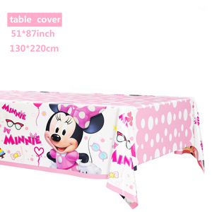 En stock rose <span class=keywords><strong>Minnie</strong></span> <span class=keywords><strong>Mouse</strong></span> décorations de fête d'anniversaire fournitures sert 8 invités avec bannière couverture de table assiettes jetables - Product Image 5