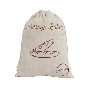 Bolsas de Lino Natural con Cordón, Bolsas Personalizadas para Pan, Venta al por Mayor - Product Image 1