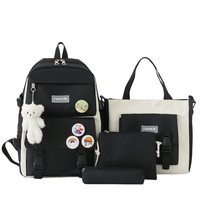 2024 Marksman Style coréen étanche école sac à dos sac ensemble Kawaii 4 pièces université sacs filles PU Nylon à la mode école
