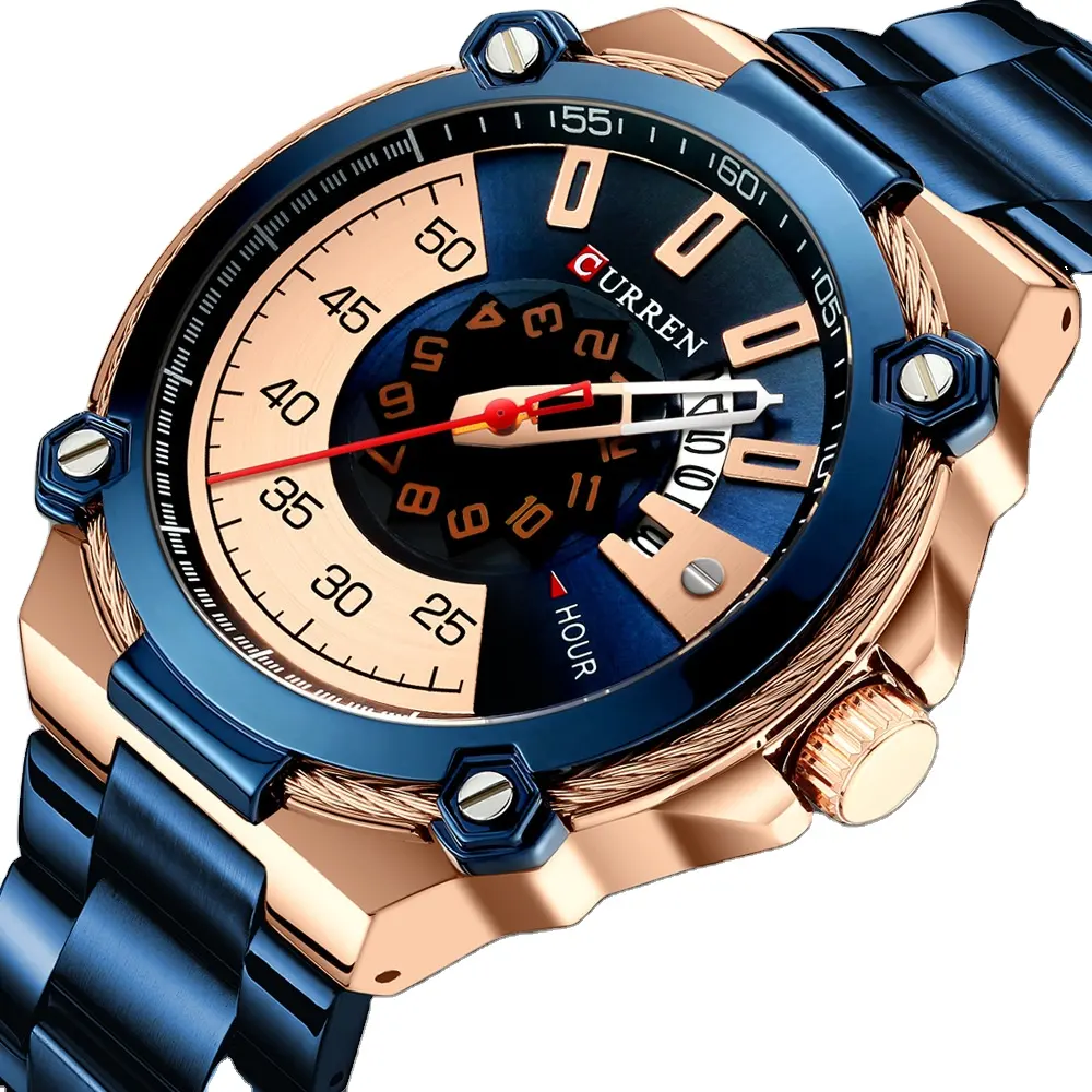 CURREN 8345 Men's Formal Watches Uniqe Fashionable Stainless Steel Japan Quartz Mans Waterproof Watch With Calendar