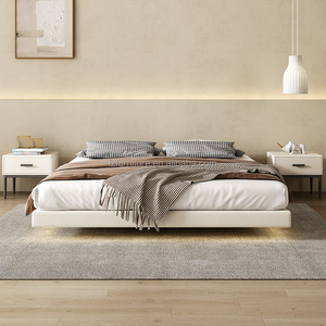 Hotel Furniture Manufacturer Custom Modern King <b>Queen</b> Floating <b>Bed</b> Frame with Upholstered Platform <b>Bed</b> OEM Factory Direct Sale - Product Image 6