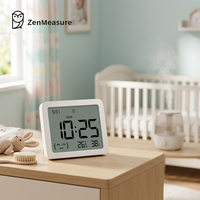 ZenMeasure Compact 70mm Jam Pintar untuk Dinding atau Meja dengan Higrometer Digital untuk Penempatan Serbaguna di Ruangan