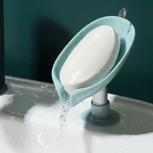 PVC Leaf Shaped Eco-Friendly Soap Box with Standing Suction Cup Drainage Free Soap Rack for Home <b>Bath</b> & Toilet Supplies - Product Image 2
