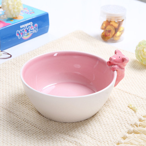 Ciotole in Ceramica 3D a Forma di Cartone Animato, Stoviglie in Porcellana Rosa e Bianca, Ecologiche, per Bambini, Superficie Liscia - Product Image 3