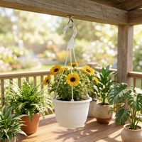 Pots de fleurs suspendus en plastique légers et écologiques, avec crochet de suspension robuste, trou de drainage, résistants à la rouille, pour l'intérieur et l'extérieur