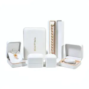 Wholesale Custom Luxury Storage Jewellery Packaging Pearl White PU Leather Jewelry Boxes