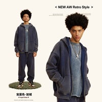 Venta al por mayor de ropa de calle unisex, sudadera de gran tamaño 355GSM, sudadera con cremallera completa, Sudadera con capucha con cremallera y lavado ácido, logotipo personalizado, Sudadera con capucha para mujer