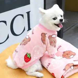 Small and medium-sized dogs and cats warm velvet printed products pet clothes