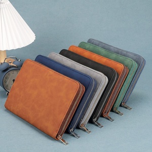 PU Leather Portfolio Office Supplies Journal with Zipper Document Bag <b>File</b> Folder Accessories Padfolio Folder - Product Image 2