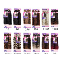 Extensions de cheveux bouclés à la française pour tressage, à basse température, en rouleau large et courbé, 24 pouces, lot de 3, 390g, double trame en soie domestique