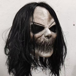 Maschera in Lattice Realistica, Trendy, Divertente e Stravagante con Capelli Neri per Halloween, Cosplay e Oggetti di Scena per Case Infestate 18+ Anni - Product Image 2