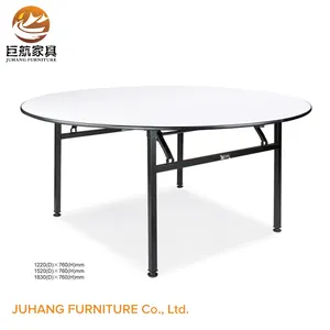 Pvc plywood metal leg round folding dining table hall plywood covered with malamine Hangmei