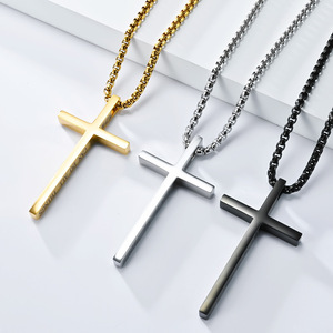 Unisex Stainless Steel <b>Cross</b> Necklace Pendant Gift For Men Women Ins Style - Product Image 2