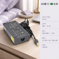 Adaptateur d'alimentation universel pour ordinateur portable 100-240V, 170W, sortie 20V 8.5A, chargeur de remplacement pour le bureau, la maison et les voyages