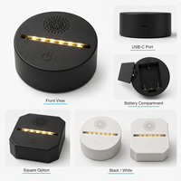 Base de Lámpara LED Acrílica con Control Remoto y Cable USB, Iluminación Nocturna con Efecto de Ilusión Sonora Inalámbrica, Venta Directa al Por Mayor, Prototipo Rápido