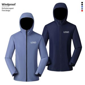 บริการ OEM เสื้อแจ็คเก็ตกันลมสำหรับเดินป่า มีฮู้ด กันน้ำ เหมาะสำหรับกิจกรรมกลางแจ้ง  แบบ unisex เสื้อโค้ทฤดูใบไม้ร่วง น้ำหนักเบา บุด้วยผ้าตาข่าย - Product Image 4