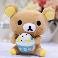 En gros Peluche ours brun Kawaii mignon 20 cm, modèle Easy Bear, motif burger, figurine décorative, ours assis, breloque de sac