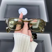 Nouvelles Lunettes de Soleil Carrées Faceory pour Femmes, Verres Transparents Effet Océan, Protection UV400, Lunettes de Soleil Punk à Rivets pour Hommes