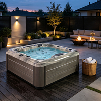 Bain à remous extérieur Sunrans grande capacité pour 5 personnes, bain à remous multi-jets, hydrothérapie, bain à remous relaxant pour divertissement en plein air