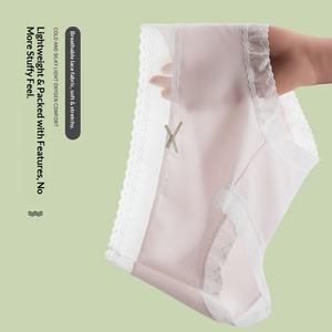 Ropa interior hipster de encaje sólido 7A para mujer y niña, de algodón y seda de morera, antibacteriana, de tiro medio, con entrepierna alargada y bordada, al por mayor - Product Image 2