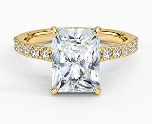 Anillo de Compromiso de Plata de Ley 925 con Circonita Cúbica de Corte Radiante, Anillo de Boda Chapado en Oro con Engaste de Garras para Mujer - Product Image 3